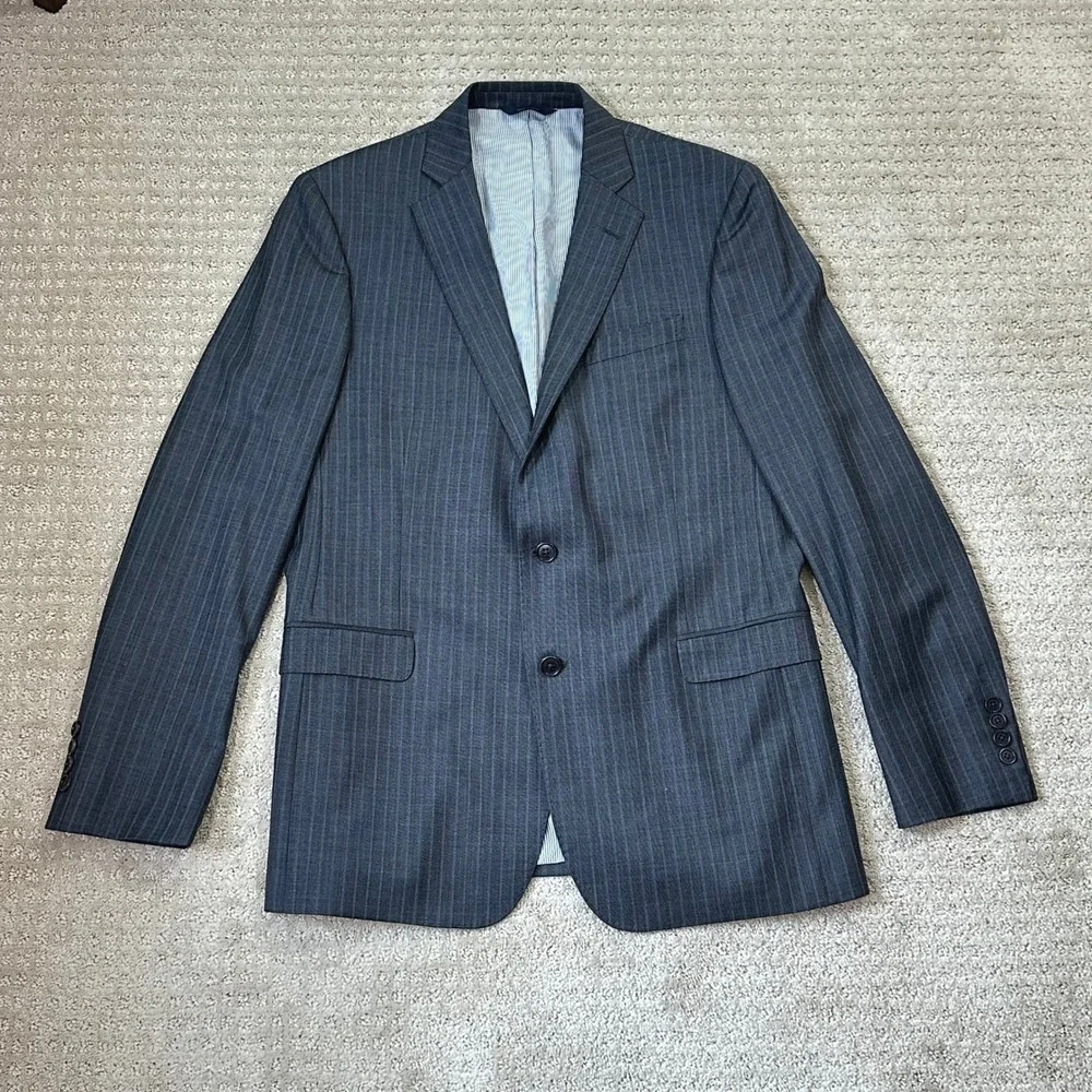 Brooks Brothers Blazer 42 Long Regent Explorer Coat Stripe Gray Wool 2-Button